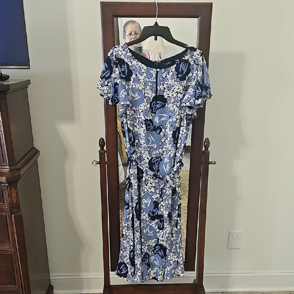 Polo by Ralph Lauren Blue Floral Midi Dress